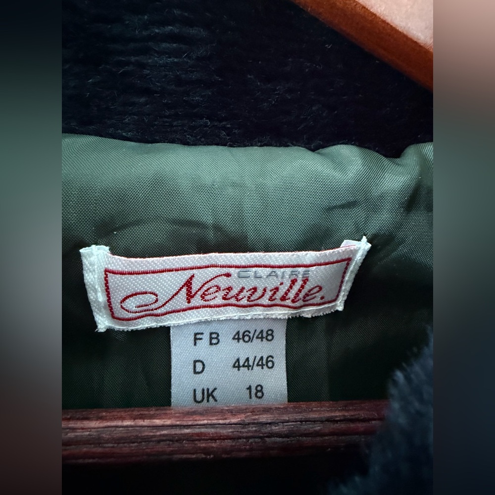 Vintage Claire Neuville green suede leather jacket coat faux fur collar/cuffs - Picture 5 of 10